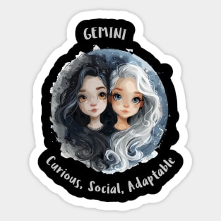 Gemini Cartoon Zodiac Sign Sticker